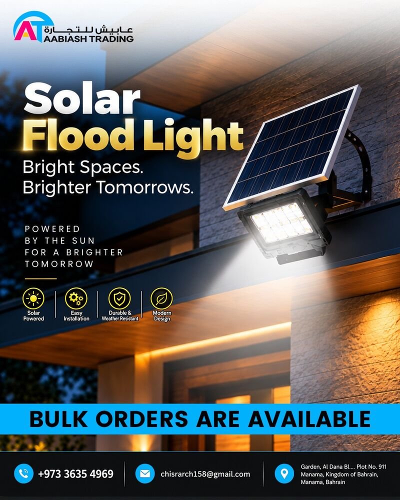 Solar Flood Light with Wall Bracket — bulk orders available in Bahrain